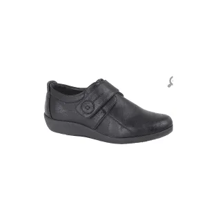 Boulevard L429A Womens Wide-Fit Touch Fasten Shoes Black