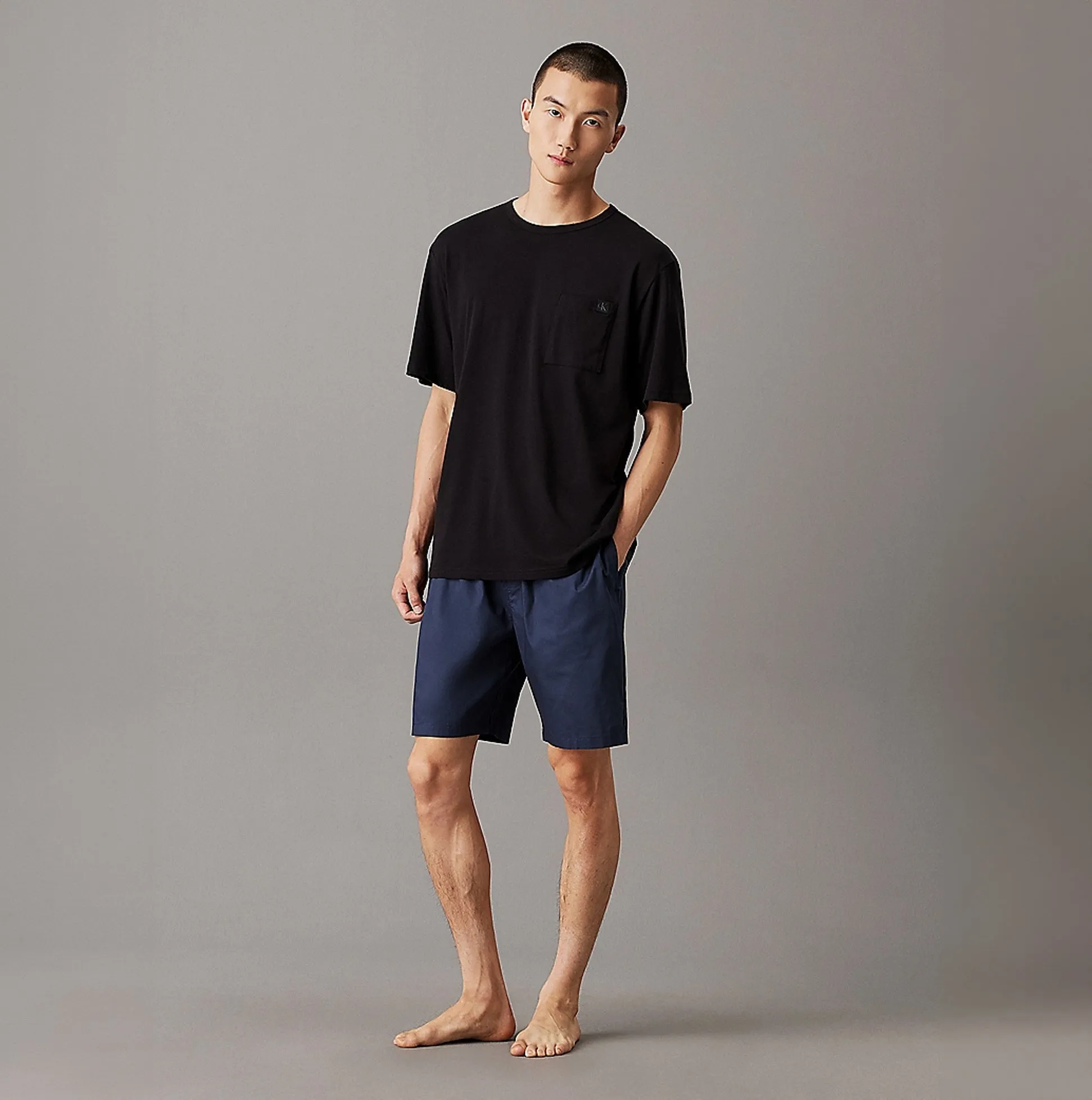 Calvin Klein CK ESTABLISHED FASHION Mens Short Set Black Beauty Top / Ink Bottom