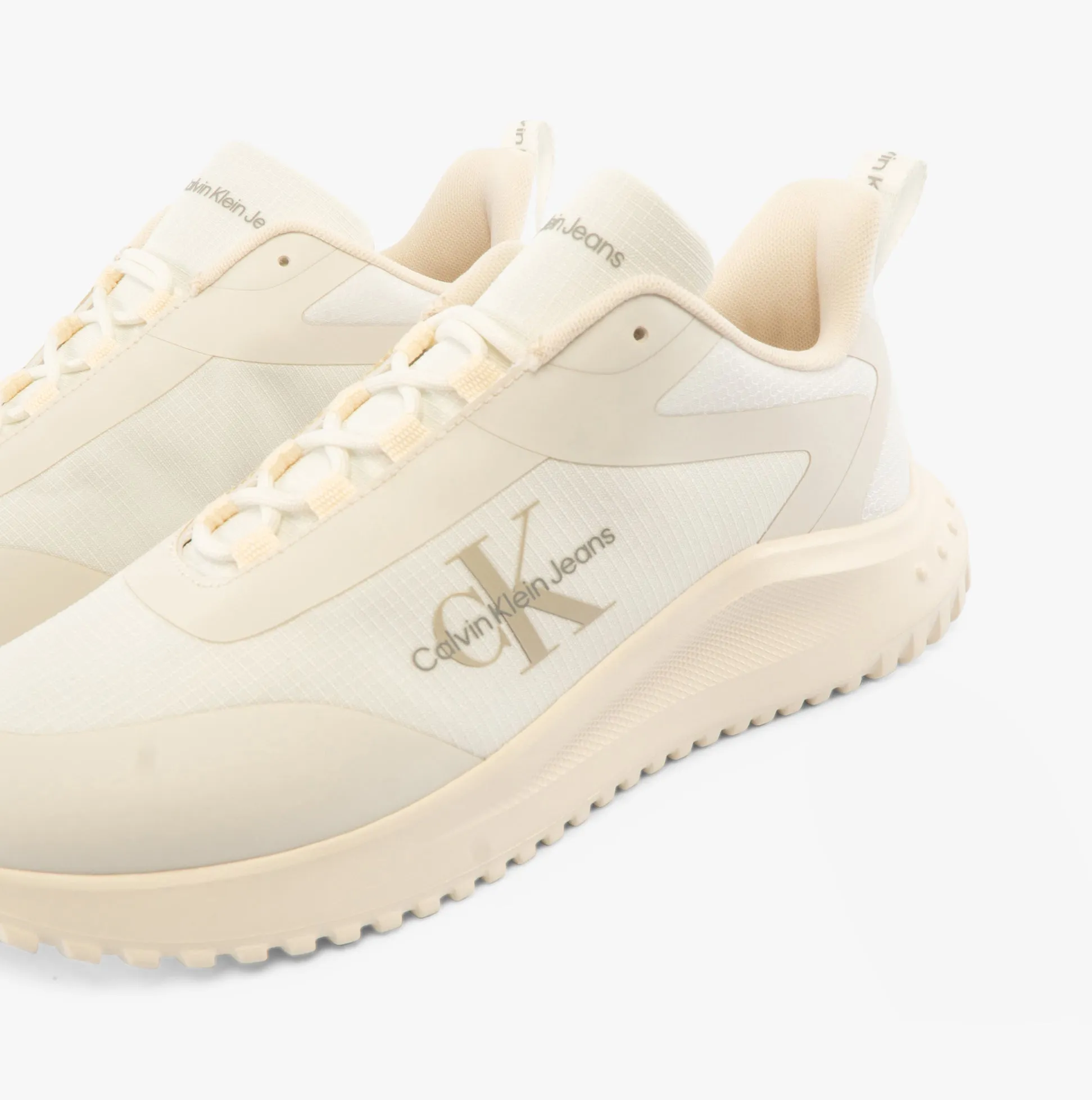 Calvin Klein EVA RUNNER LOW LACE Mens Trainers Bright White/White/ Eggshell