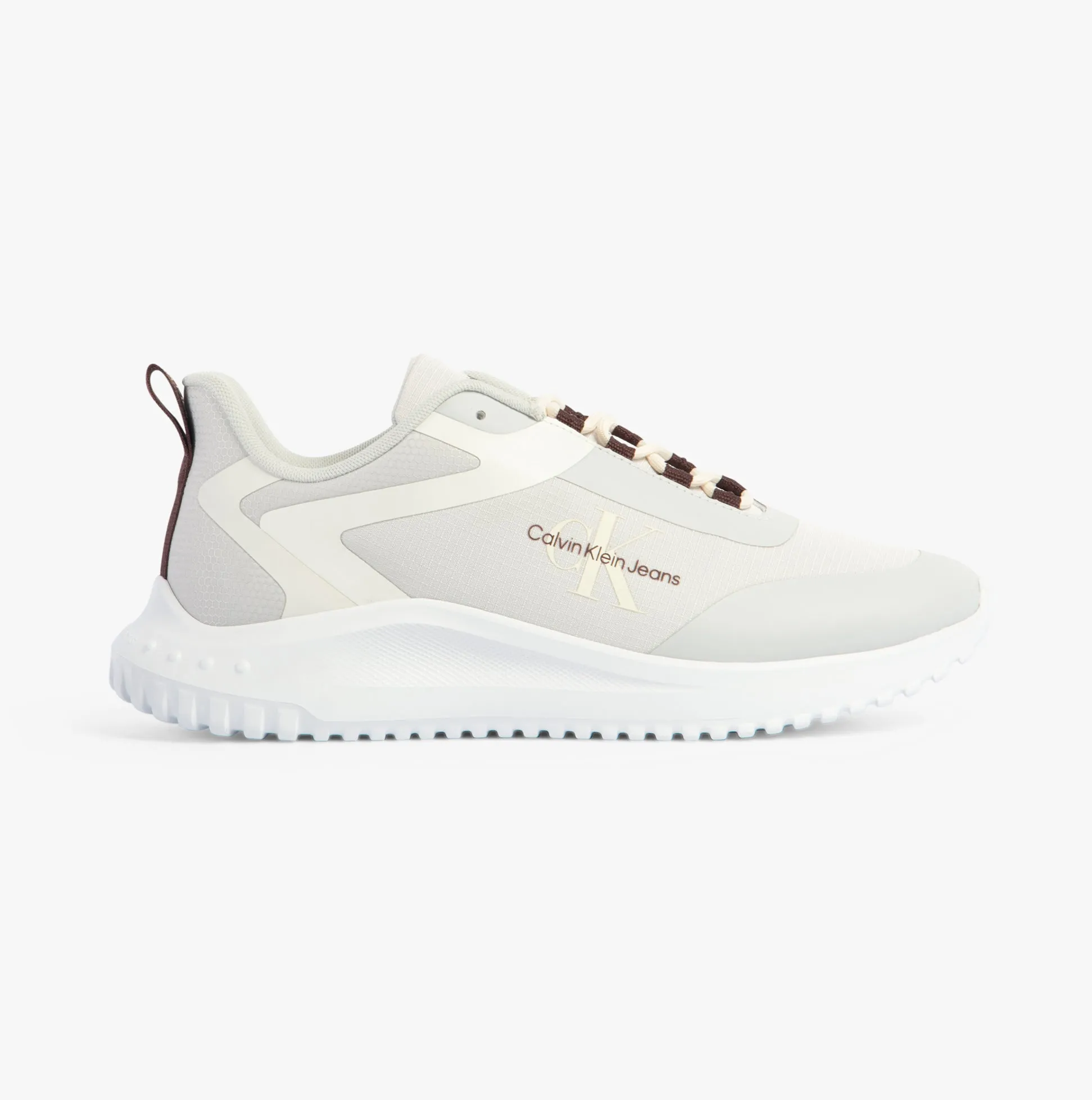 Calvin Klein EVA RUNNER LOW LACE Mens Trainers O Mushroom/Bitter Chocolate/White
