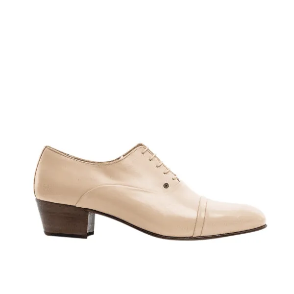 Club Cubano CORDOBA Mens Soft Leather Lace Up Cuban Heel Oxford Shoes Ivory
