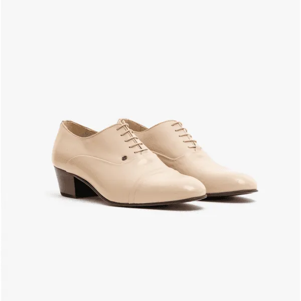 Club Cubano CORDOBA Mens Soft Leather Lace Up Cuban Heel Oxford Shoes Ivory