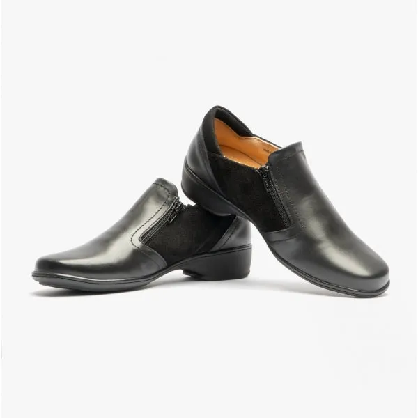 Comfortology ELARA Womens Leather Zip Shoes Black