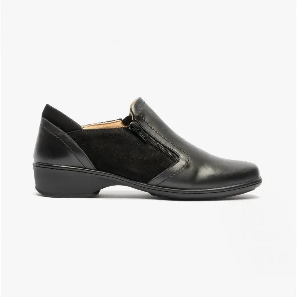 Comfortology ELARA Womens Leather Zip Shoes Black