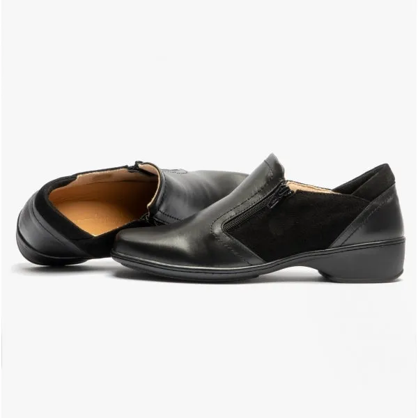 Comfortology ELARA Womens Leather Zip Shoes Black