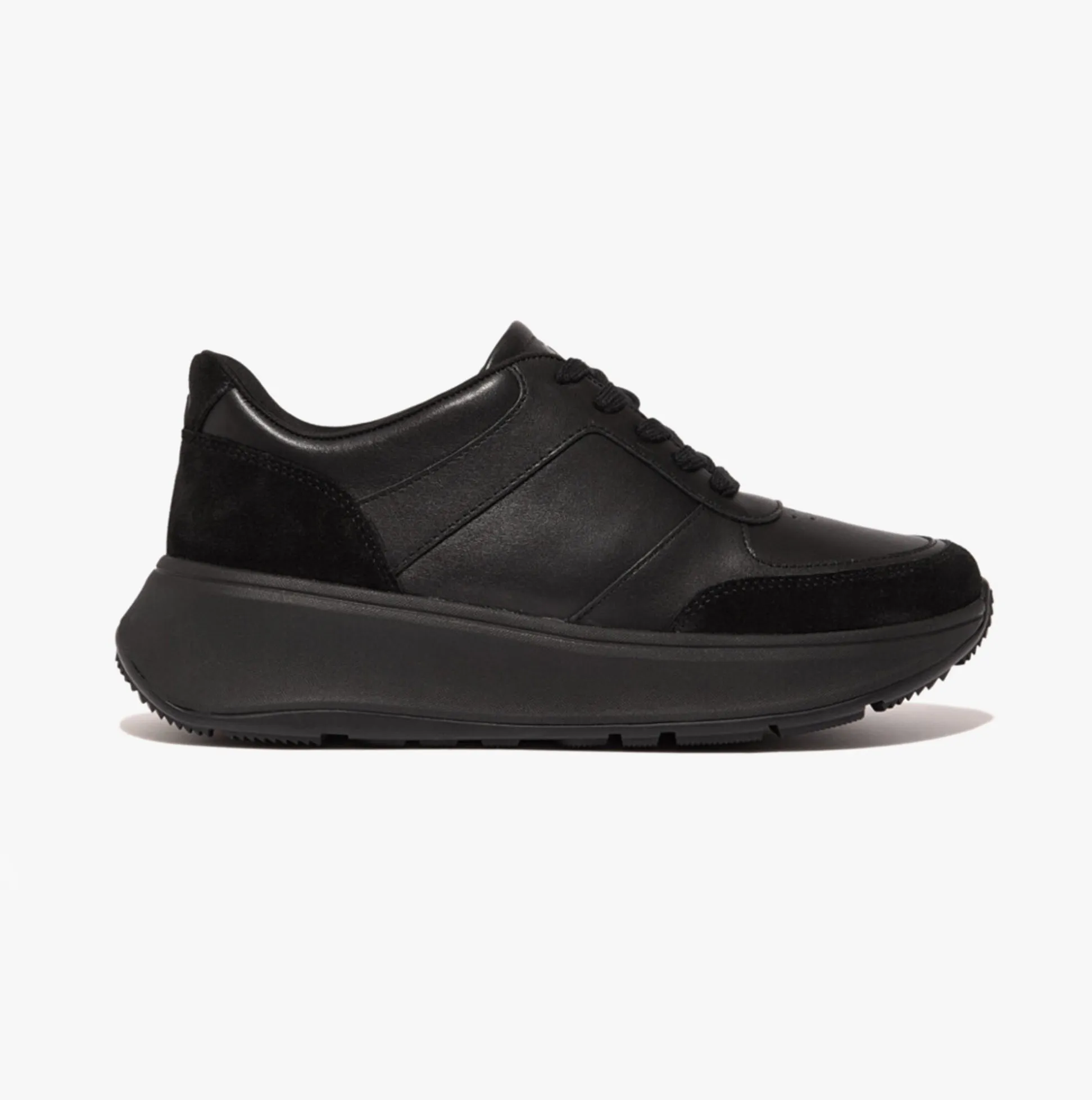 FitFlop F-MODE LEATHER/SUEDE FLATFORM Womens Trainers All Black