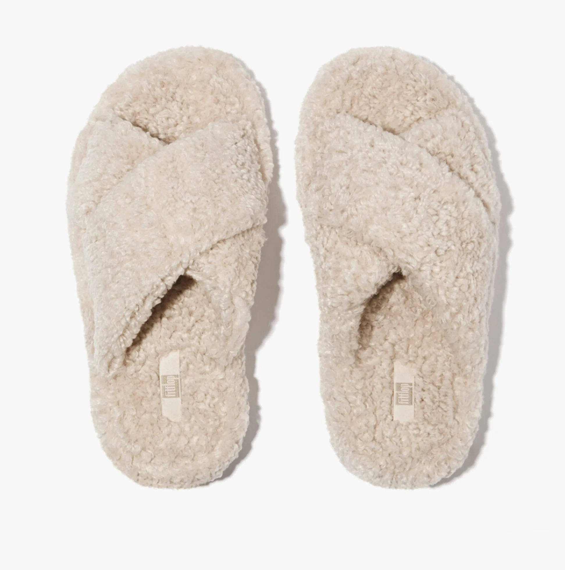 FitFlop iQUSHION D-LUXE Womens Cross Slides Milk Ice