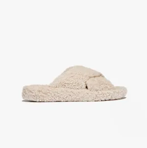 FitFlop iQUSHION D-LUXE Womens Cross Slides Milk Ice