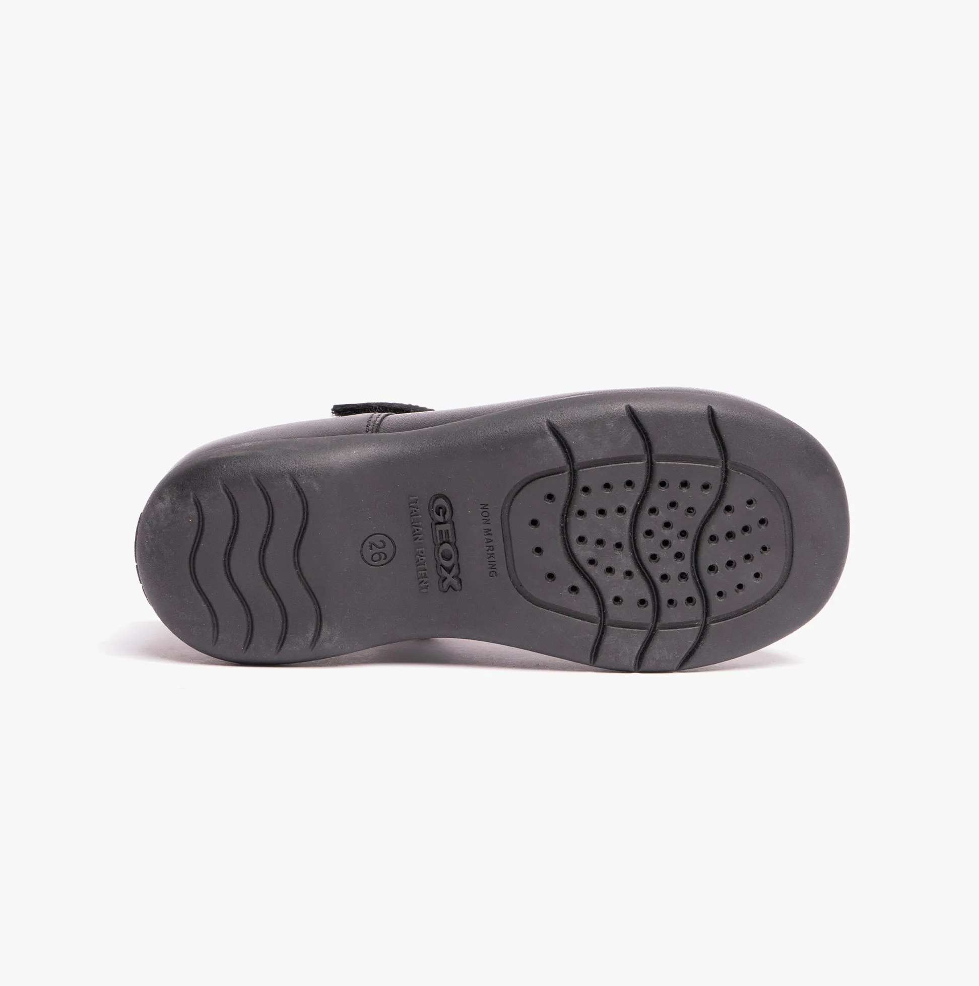 GEOX NAIMARA G A Girls Leather Touch Fasten School Shoes Black