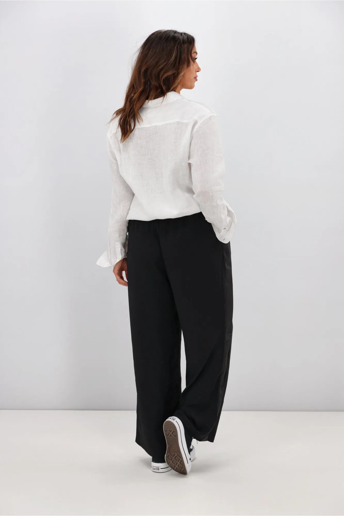 Gloss by Shine On Havanna Satin Stripe Pants Black