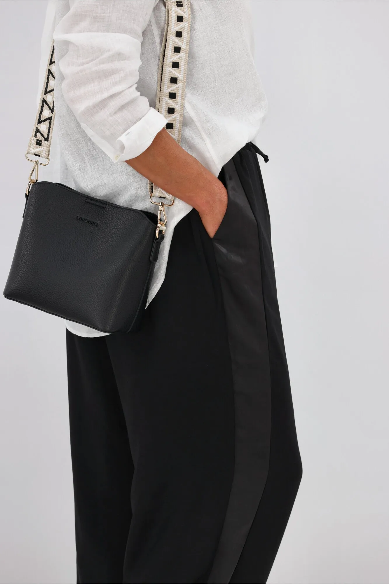 Gloss by Shine On Havanna Satin Stripe Pants Black