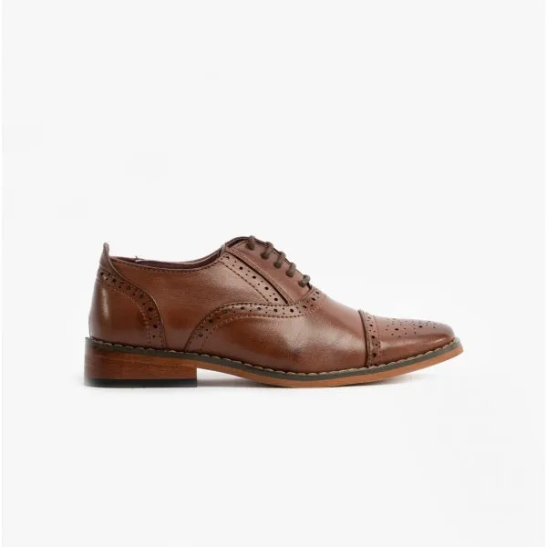 Goor FRANCIS JNR Boys Oxford Lace Up Shoes Brown