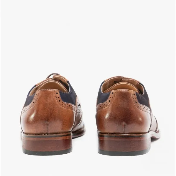 Goor GRANT Mens Two Tone Brogues Dark Tan/Navy