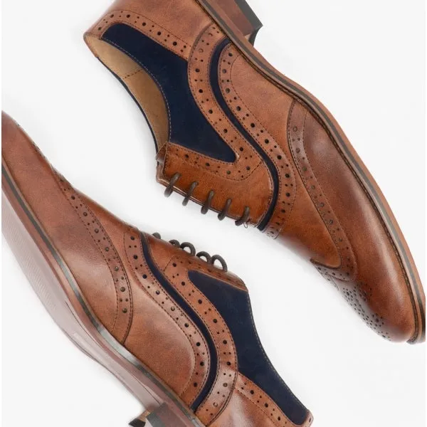 Goor GRANT Mens Two Tone Brogues Dark Tan/Navy