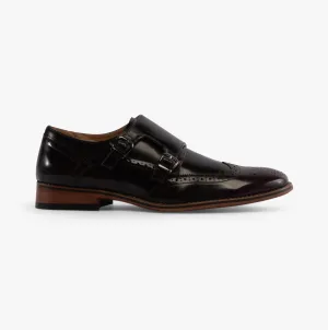 Goor JOSEPH Mens Mens Brogue Monk Shoes Oxblood