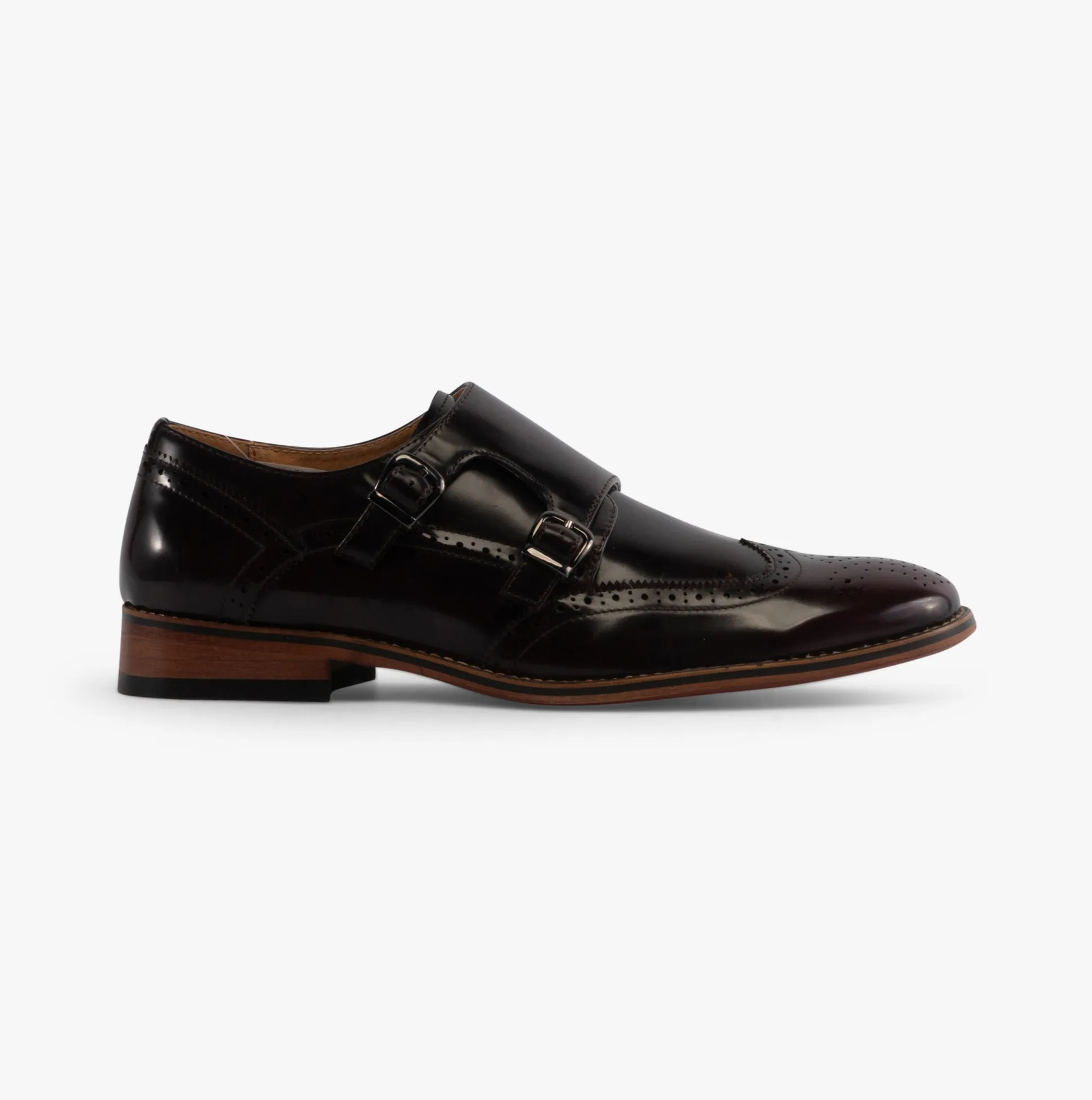 Goor JOSEPH Mens Mens Brogue Monk Shoes Oxblood