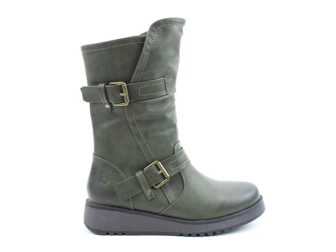 Heavenly Feet HANNAH4 Womens Mid Calf Boots Khaki