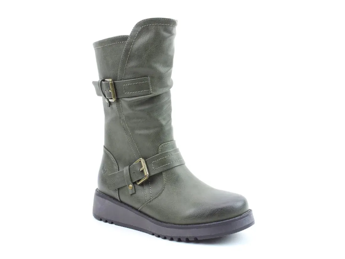 Heavenly Feet HANNAH4 Womens Mid Calf Boots Khaki