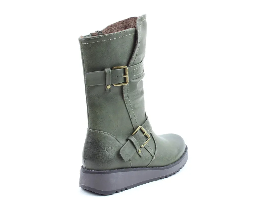 Heavenly Feet HANNAH4 Womens Mid Calf Boots Khaki