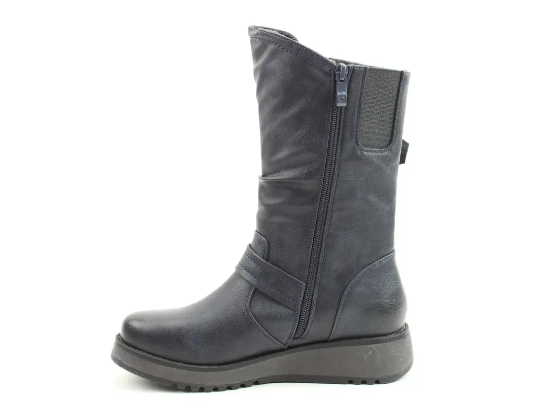 Heavenly Feet HANNAH4 Womens Mid Calf Boots Navy