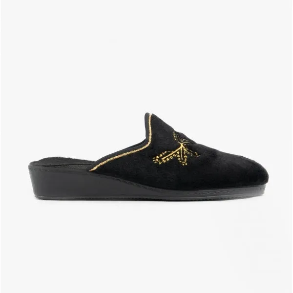 HOS Comfort THERESA Womens Mule Slippers Black