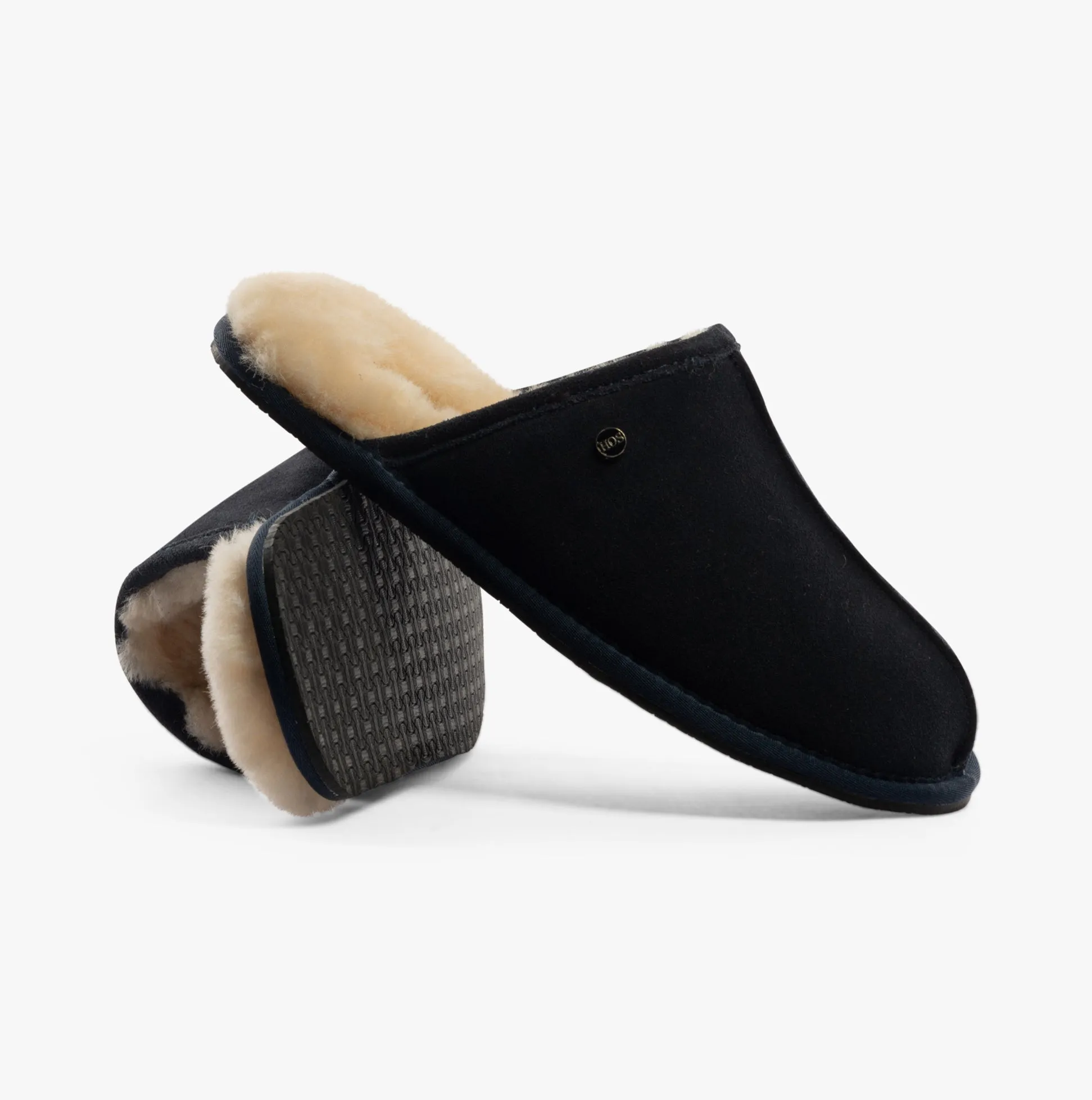 HOS Sheepskin EDWIN Mens Slippers Navy