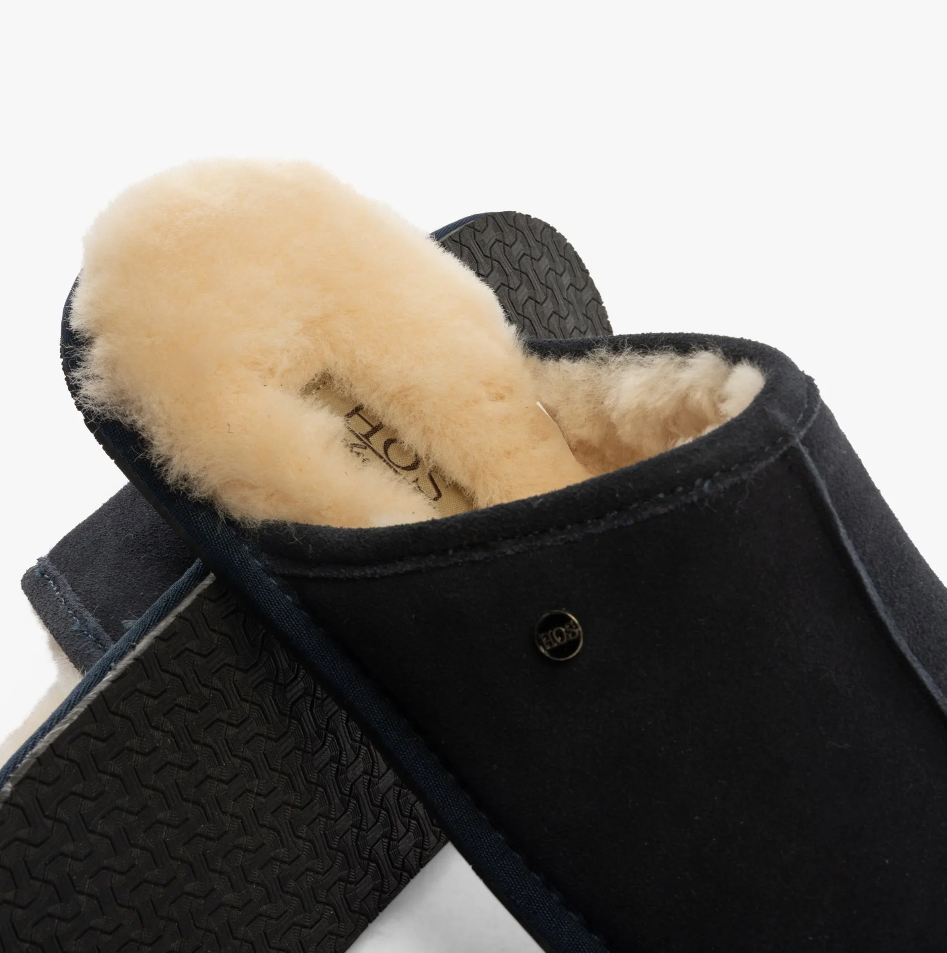 HOS Sheepskin EDWIN Mens Slippers Navy