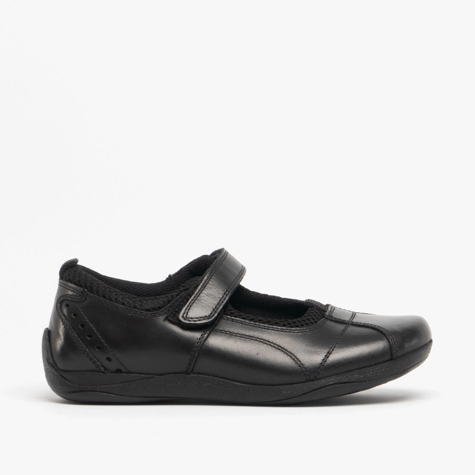 Hush Puppies CINDY Girls Leather School Shoes Black