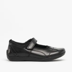 Hush Puppies CINDY Girls Leather School Shoes Black
