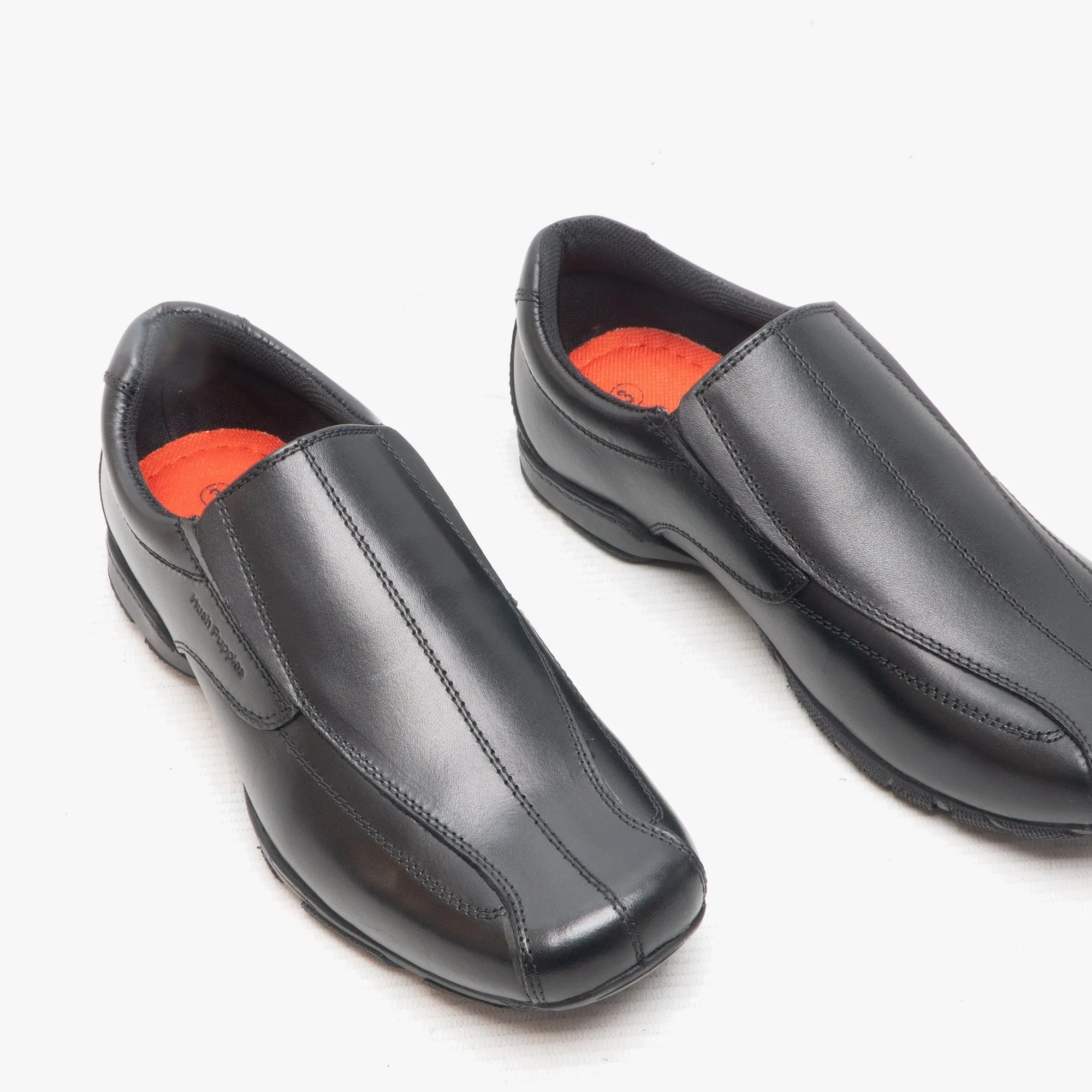 Hush Puppies ELIJAH Boys Leather School Shoes Black