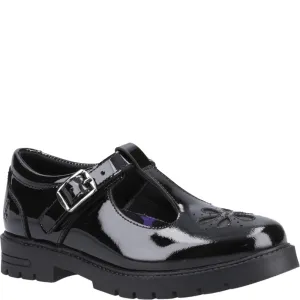 Hush Puppies FIONA Girls Leather School Shoes Patent Black