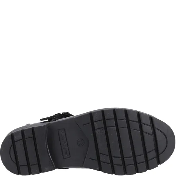 Hush Puppies FIONA Girls Leather School Shoes Patent Black