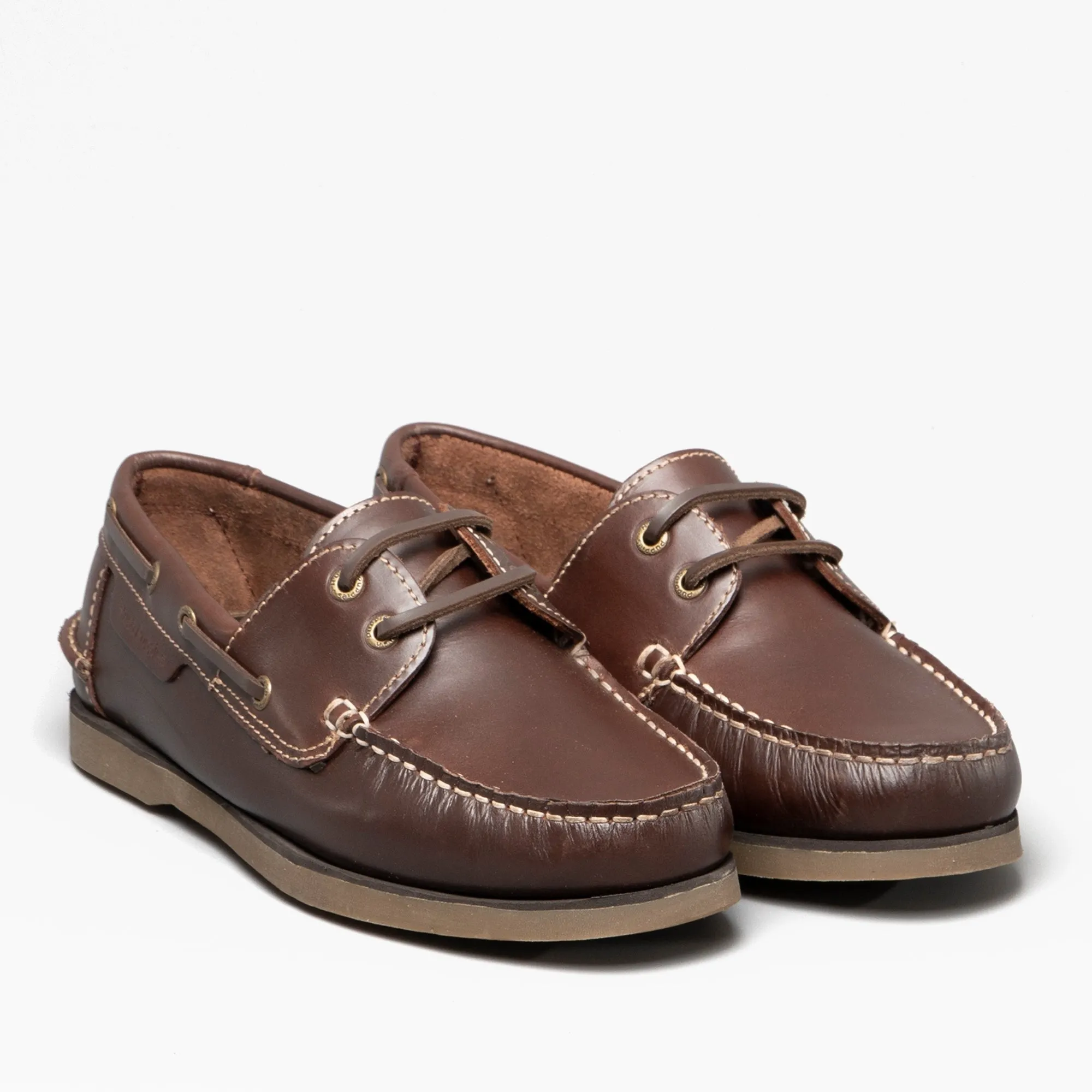 Hush Puppies HENRY Mens Leather Deck Shoes Brown