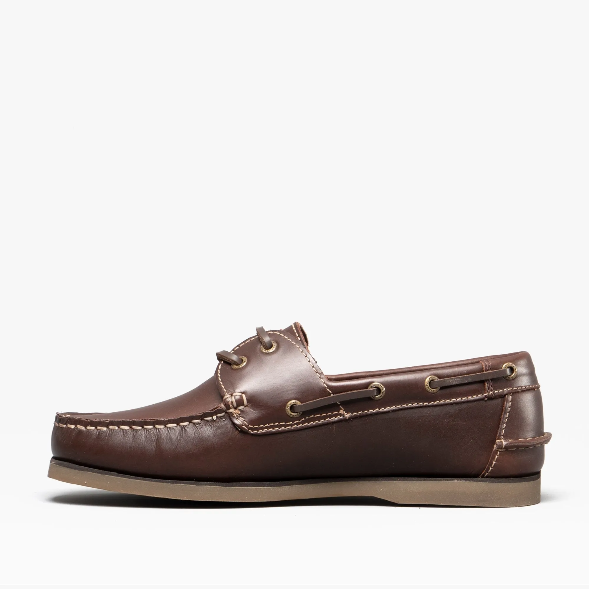 Hush Puppies HENRY Mens Leather Deck Shoes Brown