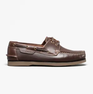 Hush Puppies HENRY Mens Leather Deck Shoes Brown