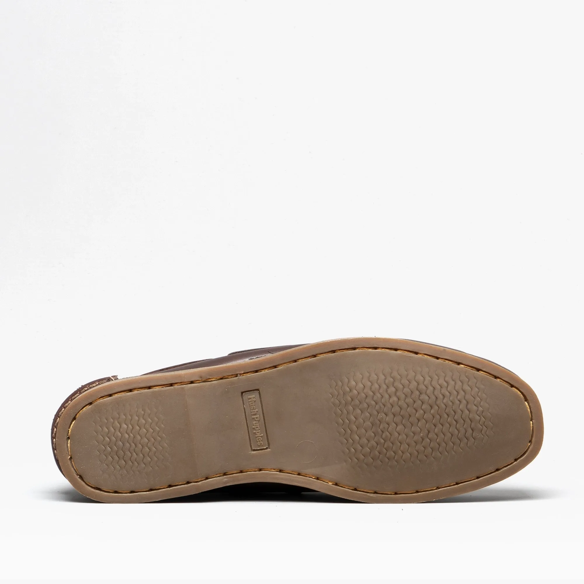 Hush Puppies HENRY Mens Leather Deck Shoes Brown