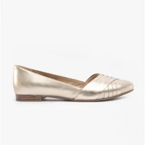 Hush Puppies MARLEY Womens Leather Ballerina Shoes Gold