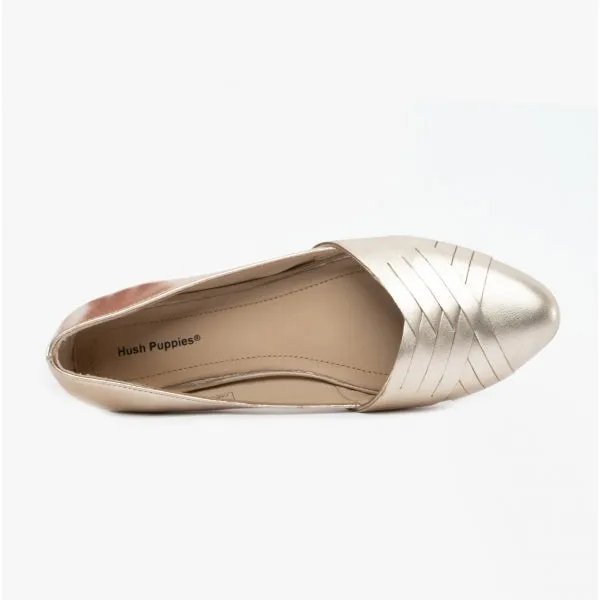 Hush Puppies MARLEY Womens Leather Ballerina Shoes Gold