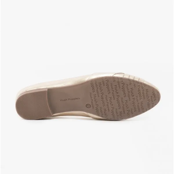 Hush Puppies MARLEY Womens Leather Ballerina Shoes Gold