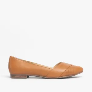 Hush Puppies MARLEY Womens Leather Ballerina Shoes Tan