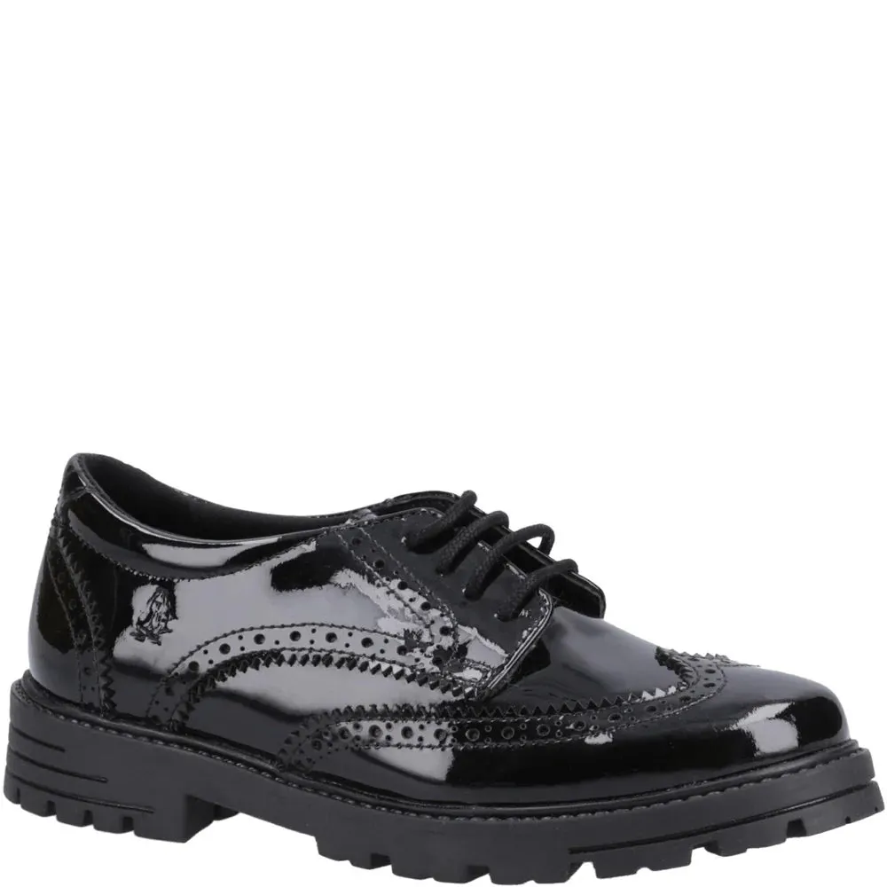 Hush Puppies MAXINE Girls School Shoes Black Patent