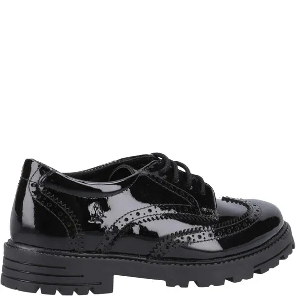 Hush Puppies MAXINE Girls School Shoes Black Patent
