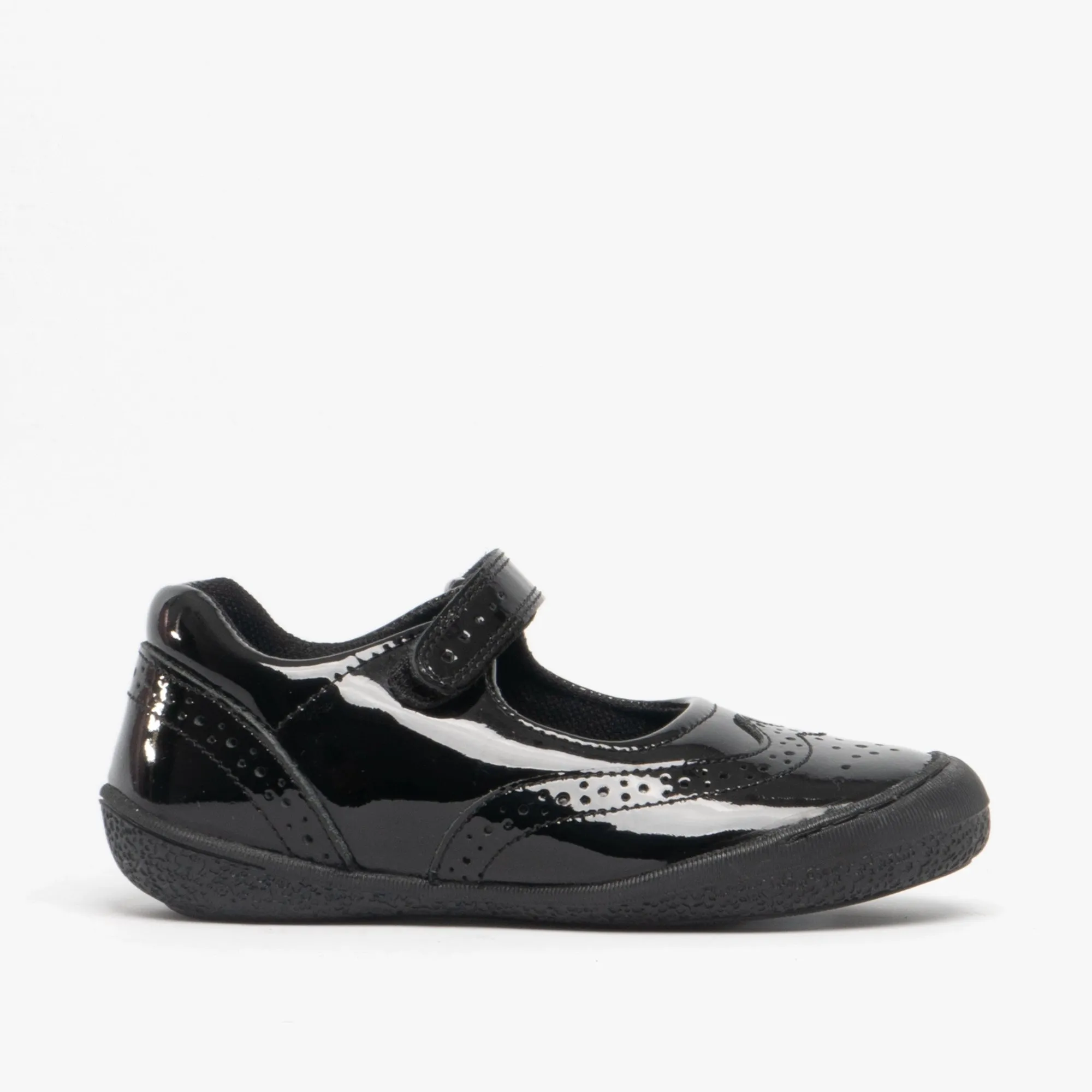 Hush Puppies RINA Girls Leather School Shoes Black Patent