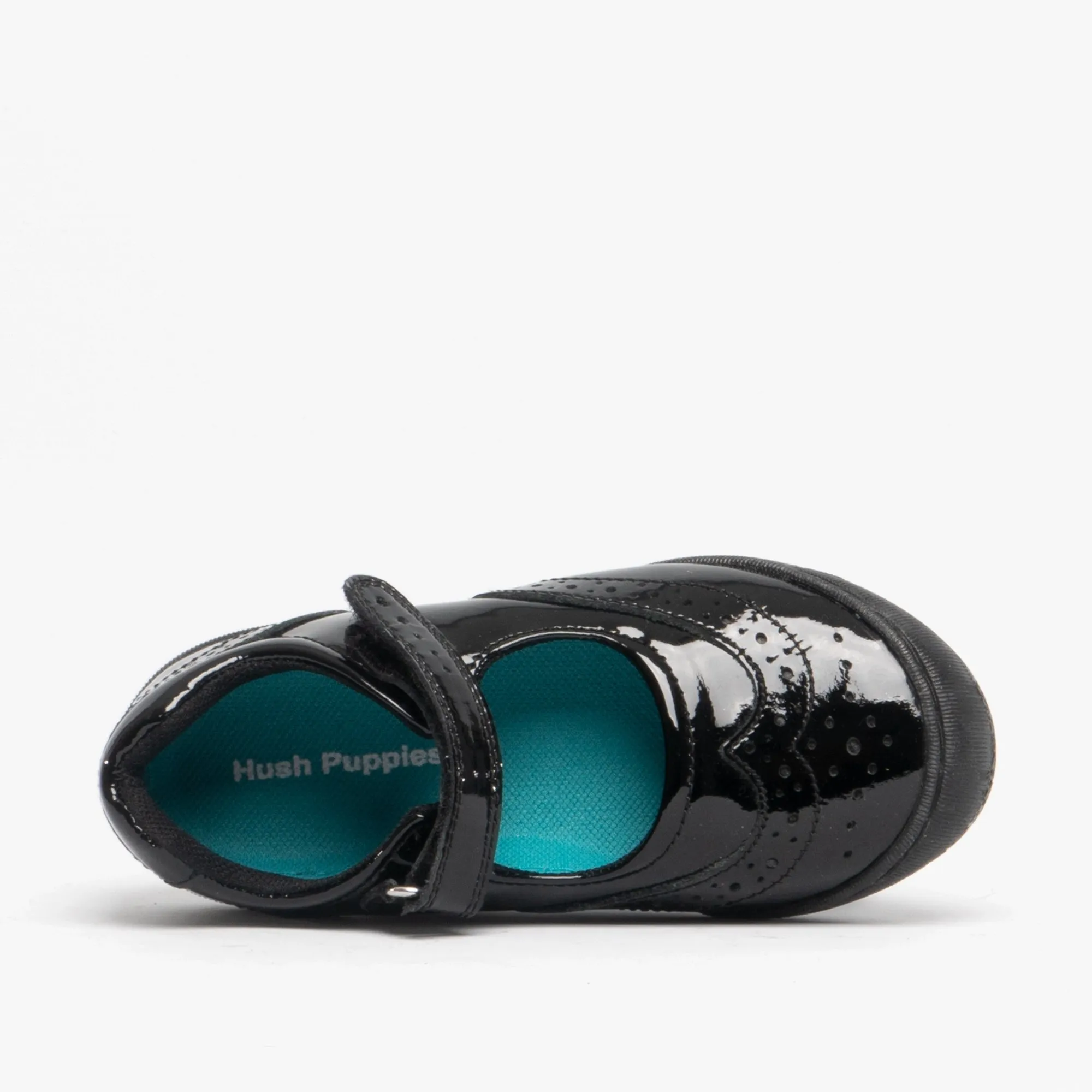 Hush Puppies RINA Girls Leather School Shoes Black Patent