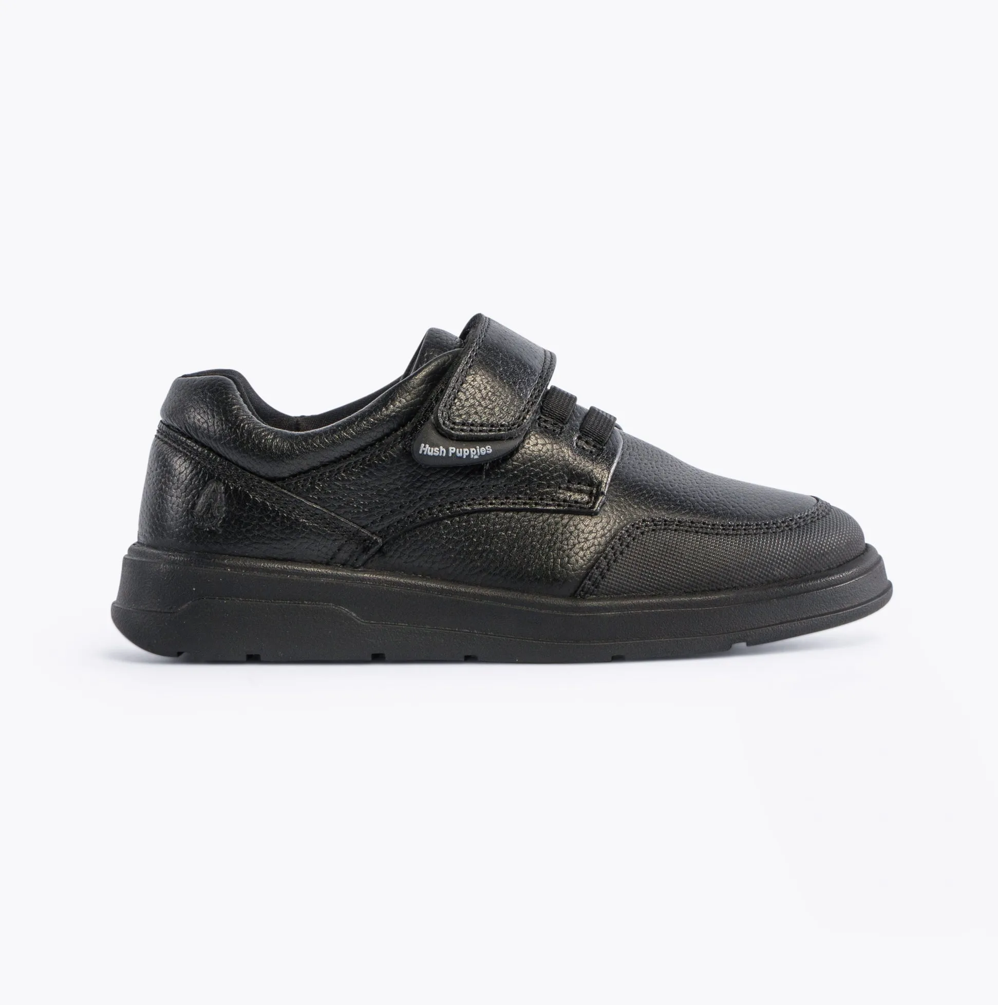 Hush Puppies ROWAN Boys Leather School Shoes Black