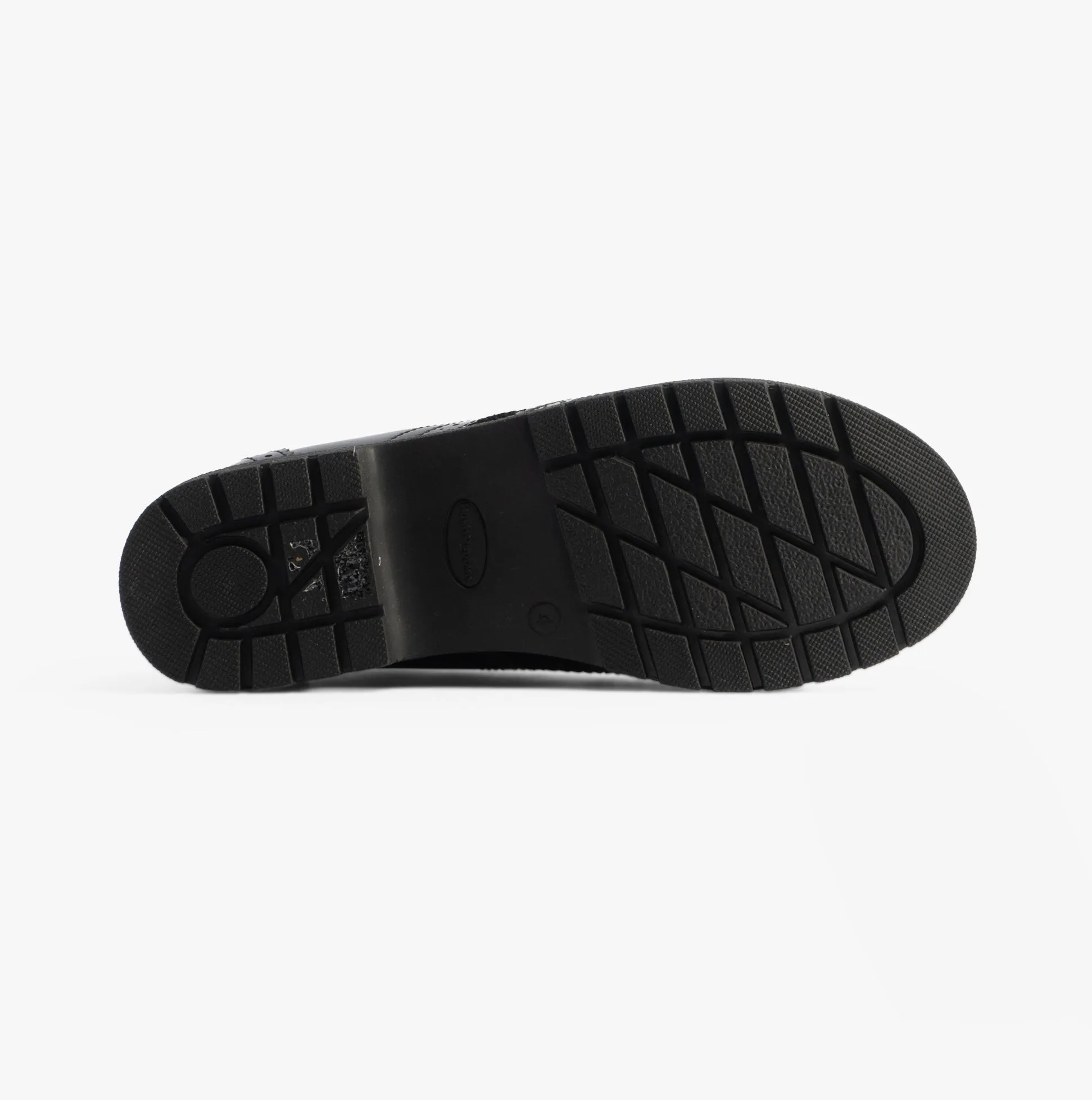 Hush Puppies SALLY Girls Leather School Shoes Black Patent