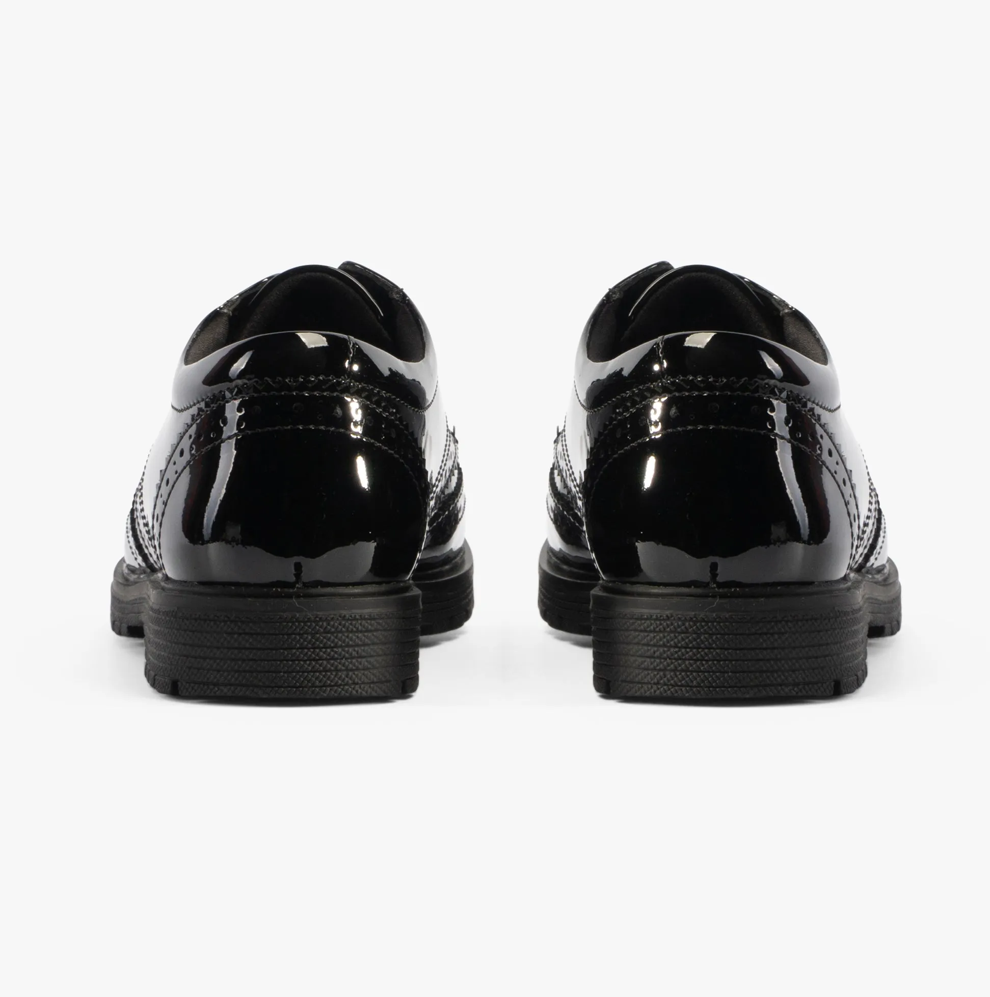 Hush Puppies SALLY Girls Leather School Shoes Black Patent
