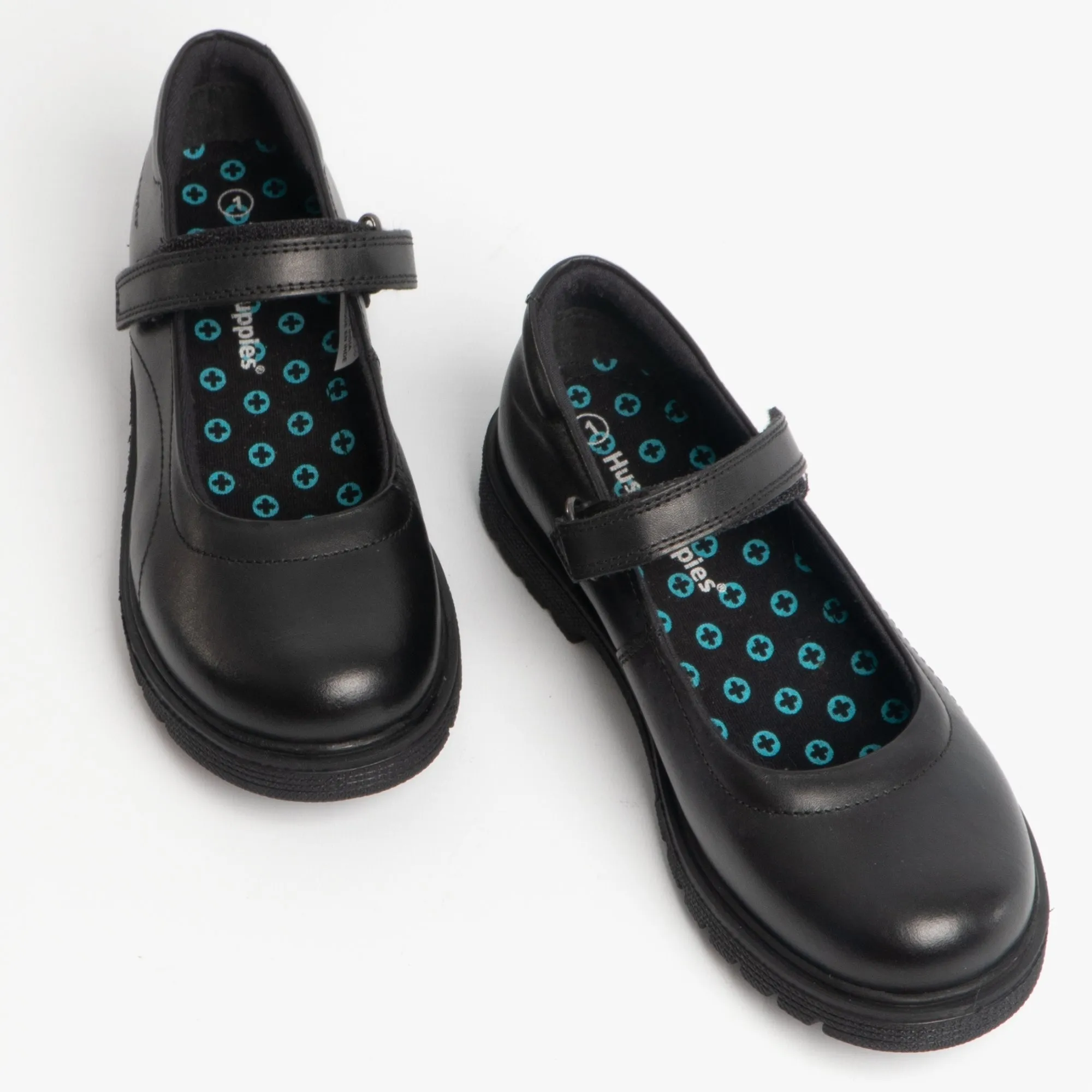 Hush Puppies TALLY Girls School Leather Shoes Black