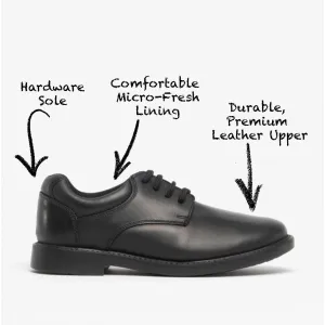 Hush Puppies TIM Boys Leather School Shoes Black