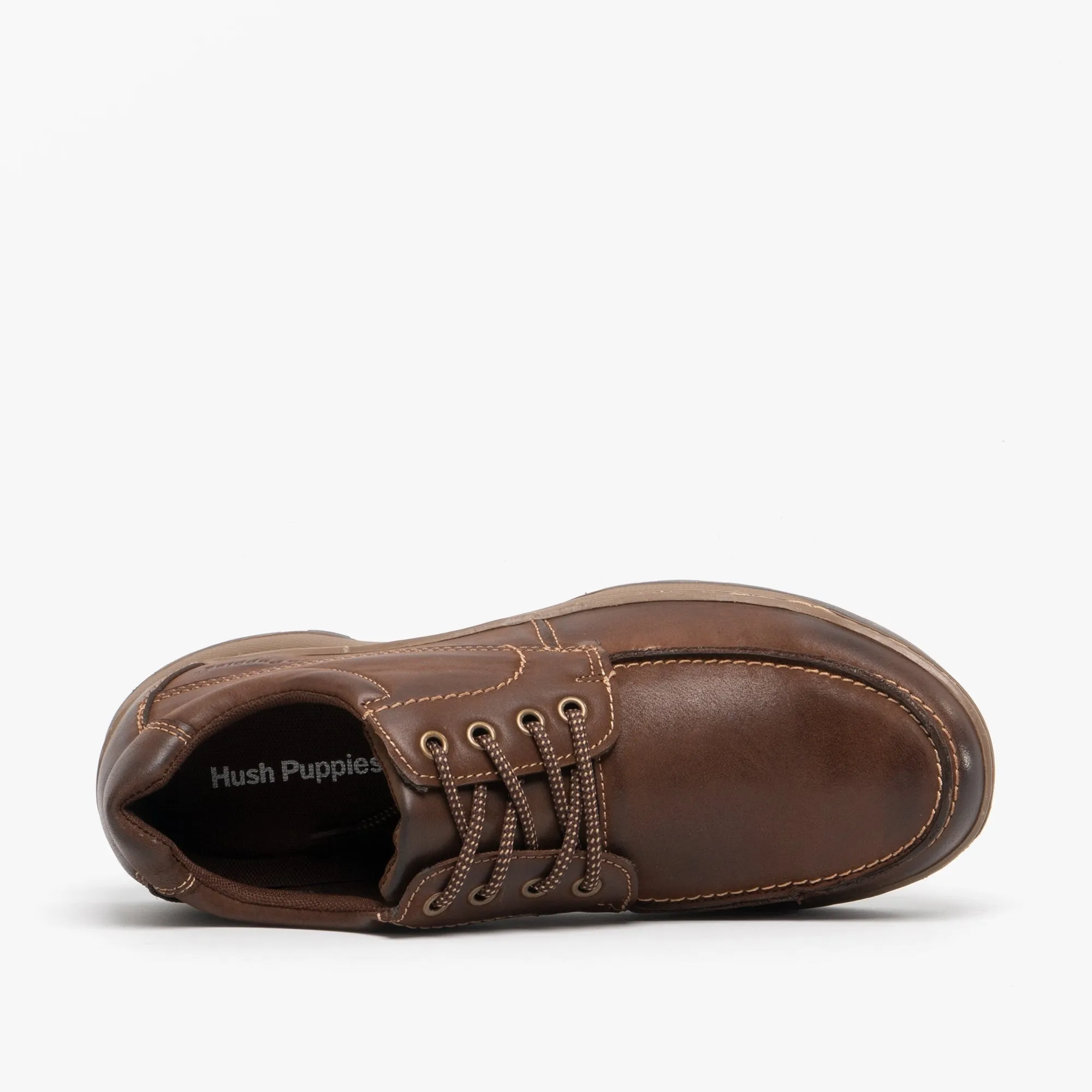 Hush Puppies TUCKER Mens Leather Casual Shoes Brown